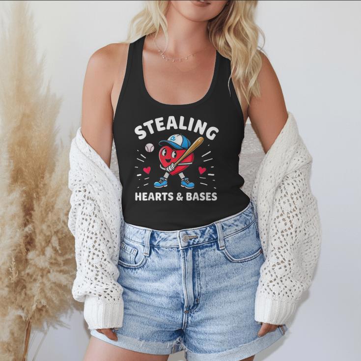 Valentines Day Baseball Stealing Hearts Bases Boys Kids Men Flowy Tank