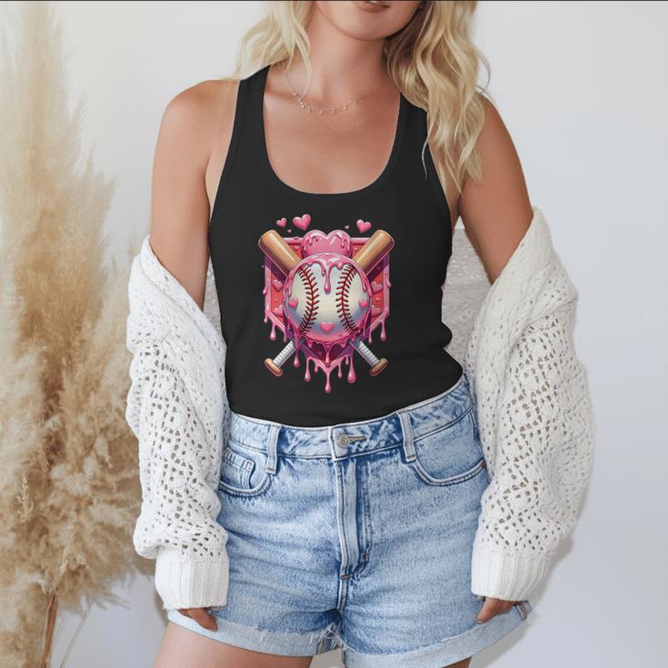 Women's Valentines Day Baseball Boys Ice Cream Drip Heart Youth Kids Flowy Tank
