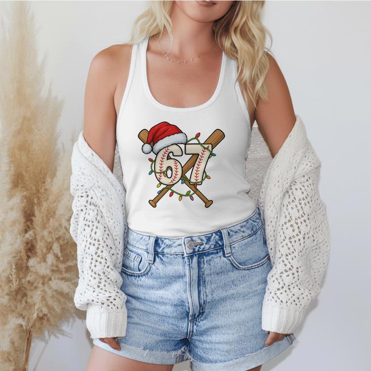 67 Baseball Xmas Lights Santa Hat Holiday Flowy Tank