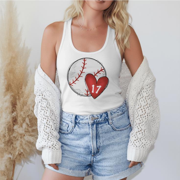 Custom Baseball Mom Number 17 Heart For Mom Mommy Premium Flowy Tank