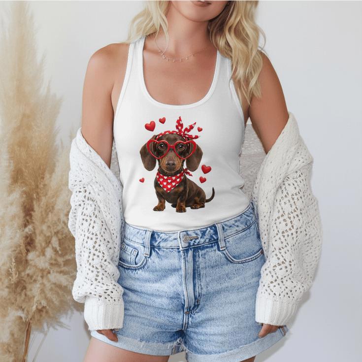 Dachshund Valentines Day Wiener Dog Lover Weenie Heart Raglan Baseball Tee Flowy Tank
