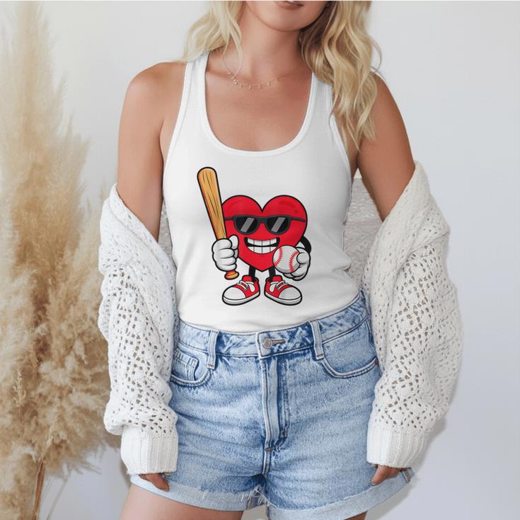 Heart Playing Baseball Valentines Day Flowy Tank Heart Playing Baseball Valentines Day Flowy Tank