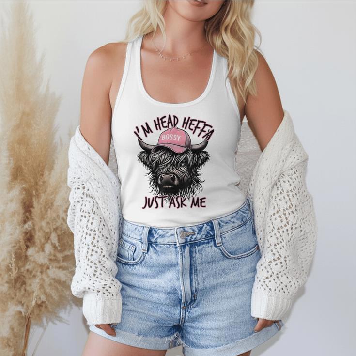 I'm Head Heffa Just Ask Me Bossy Highland Cow Baseball Cap Flowy Tank