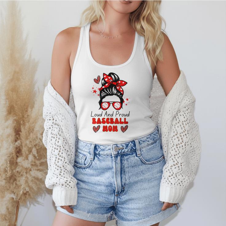 Loud And Proud Baseball Mom Messy Bun Leopard Mother Day Flowy Tank