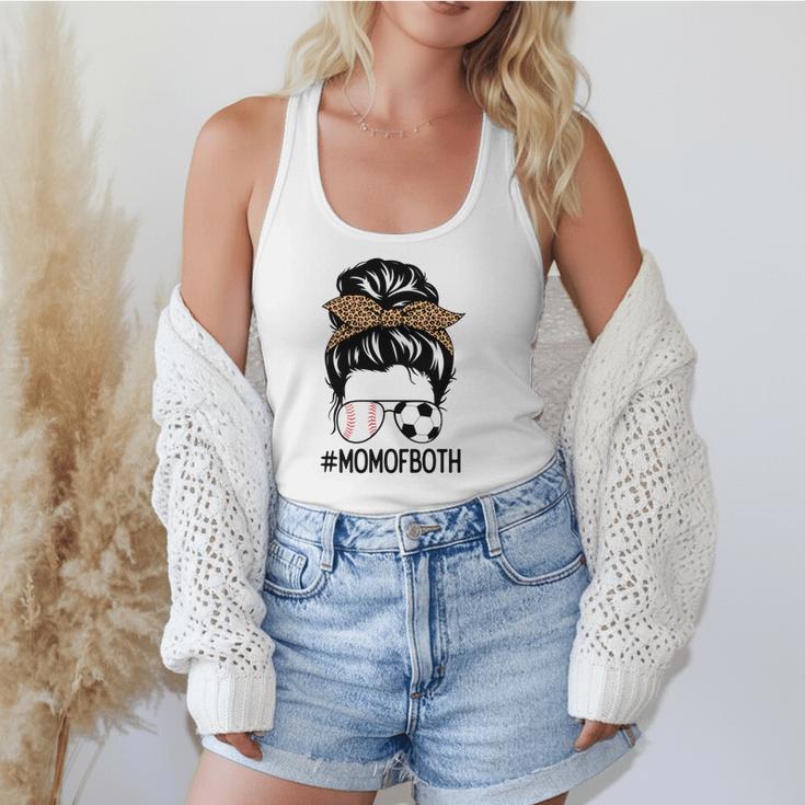 Soccer Baseball Mom Of Both Messy Bun Leopard Mother's Day Flowy Tank