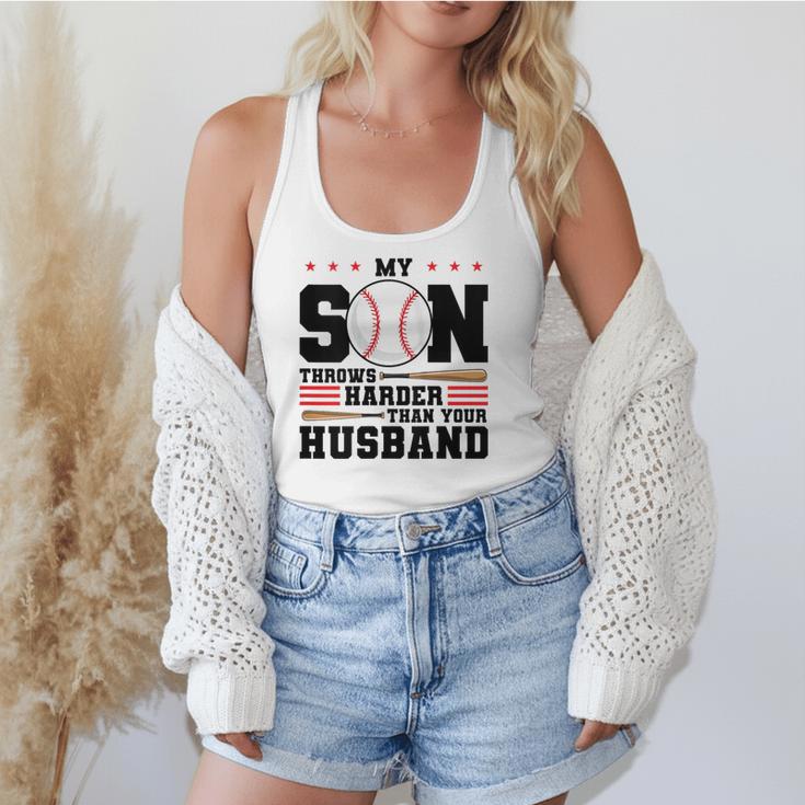 My Son Throws Harder Than Your Husband Baseball Mom Flowy Tank