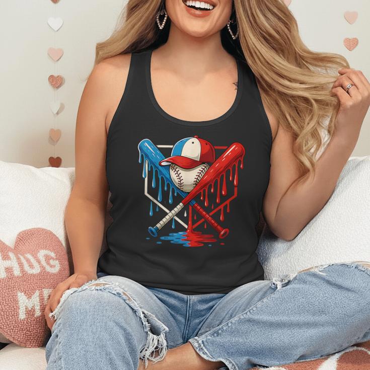 American Baseball Drip Graffiti Ball And Bat Flowy Tank