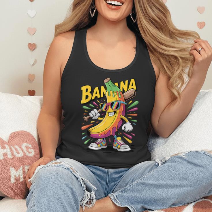 Banana Baseball Cartoon Cool Sports Kids Teens Flowy Tank Banana Baseball Cartoon Cool Sports Kids Teens Flowy Tank
