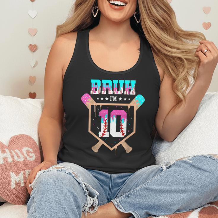 Baseball 10 Year Old Ice Cream Drip 10th Birthday Boy Player Flowy Tank