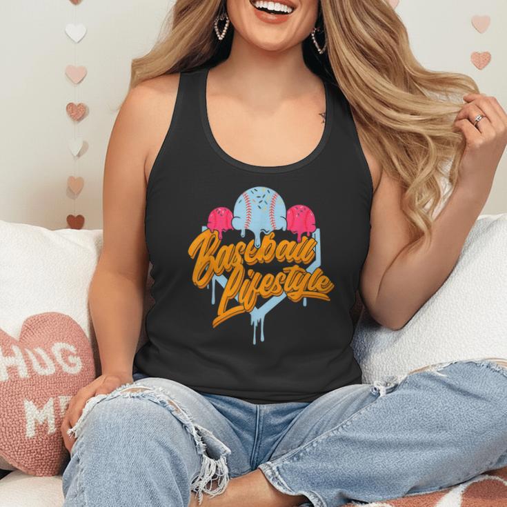 Baseball Lifestyle Home Plate Ice Cream Drip Men Boys Kids Flowy Tank