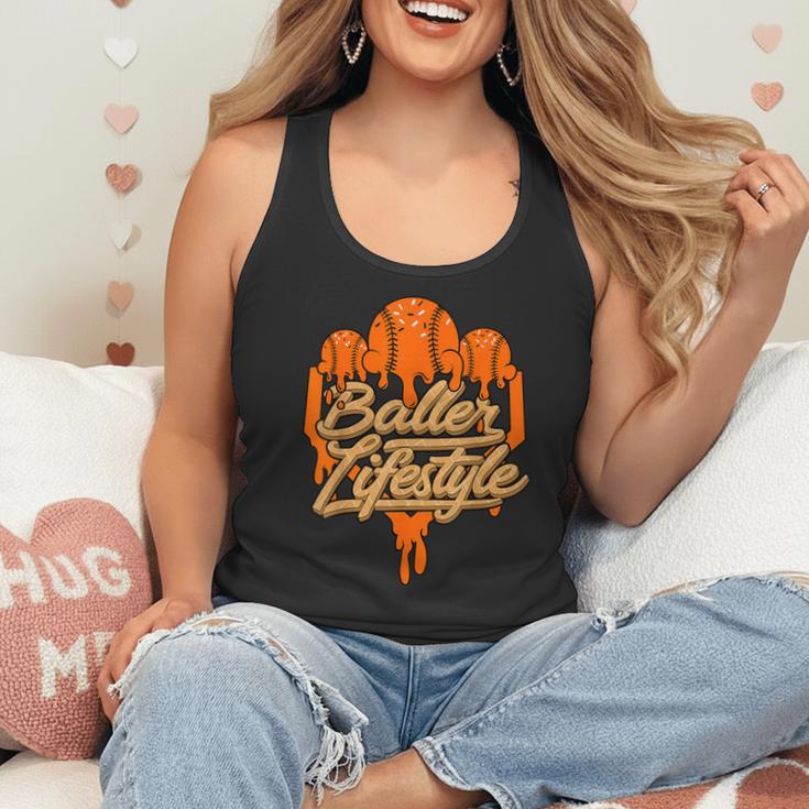 Baseball Lifestyle Home Plate Orange Ice Cream Drip Men Boys Flowy Tank