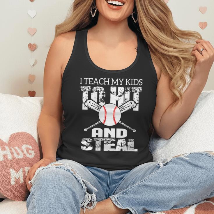 Baseball Mom Quote I Teach My Kids To Hit And Steal Flowy Tank