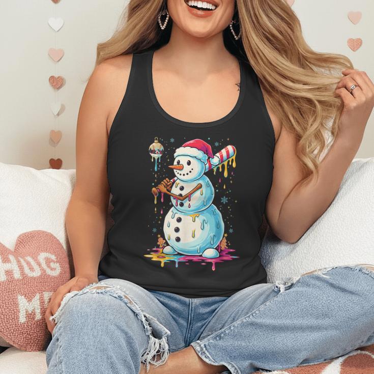 Christmas Baseball Snowman Drip For Boys Men Girls Women Flowy Tank