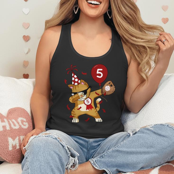 Dabbing Cool Cat Baseball 5th Birthday Flowy Tank Dabbing Cool Cat Baseball 5th Birthday Flowy Tank