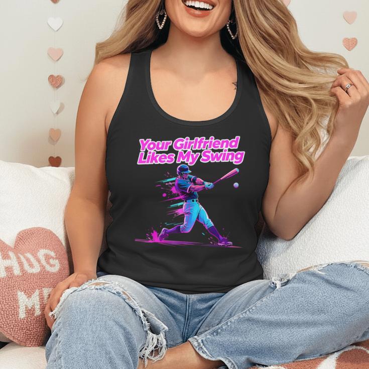Your Girlfriend Likes My Swing Baseball Quote Boys Men Flowy Tank Your Girlfriend Likes My Swing Baseball Quote Boys Men Flowy Tank