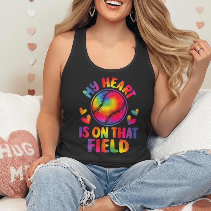 My Heart Is On That Field Cute Baseball Mom Women Flowy Tank