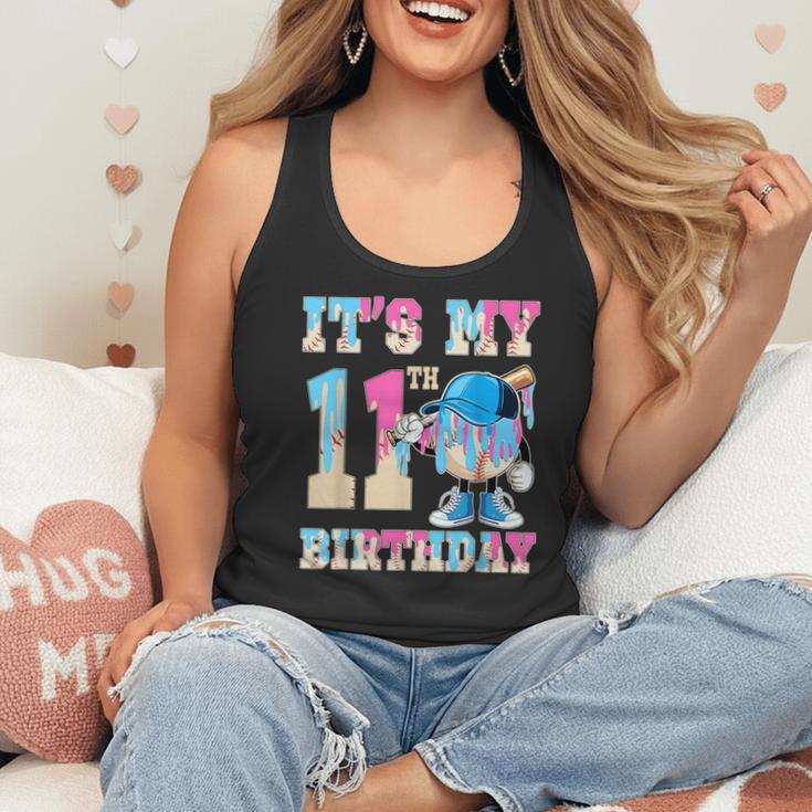 It's My 11th Birthday Baseball Ice Cream Drip Theme Flowy Tank