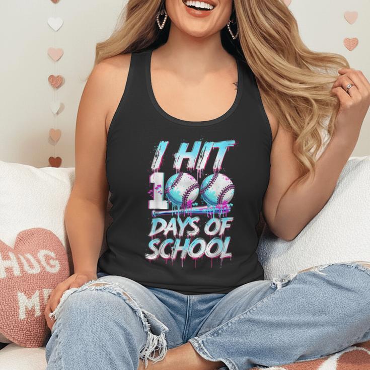 Kids 100 Days Of School 100th Day Baseball Ice Cream Drip Flowy Tank