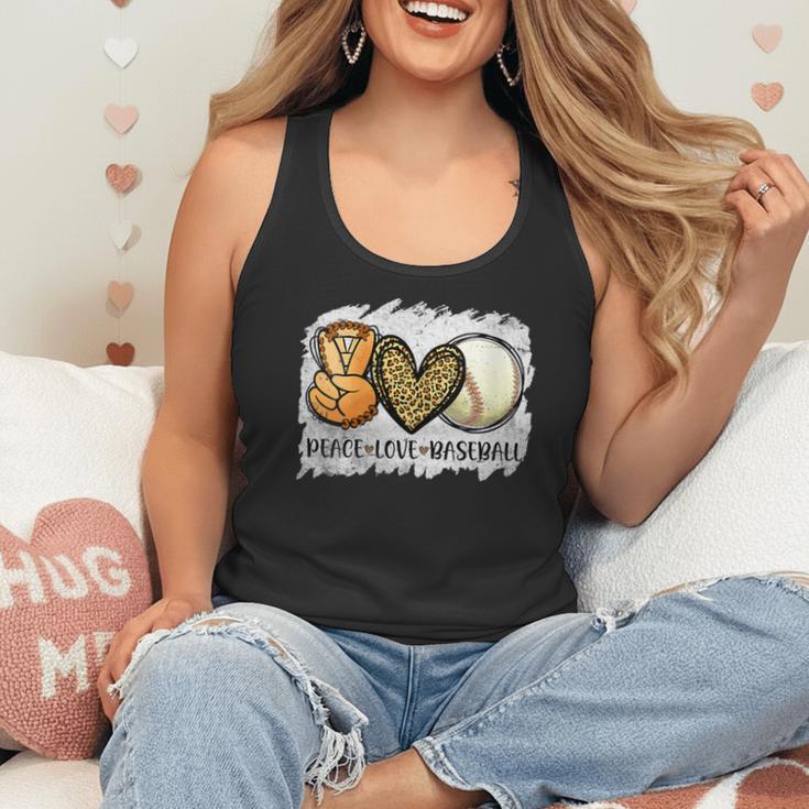 Peace Love Baseball Mom Leopard Print Mother's Day Flowy Tank Peace Love Baseball Mom Leopard Print Mother's Day Flowy Tank