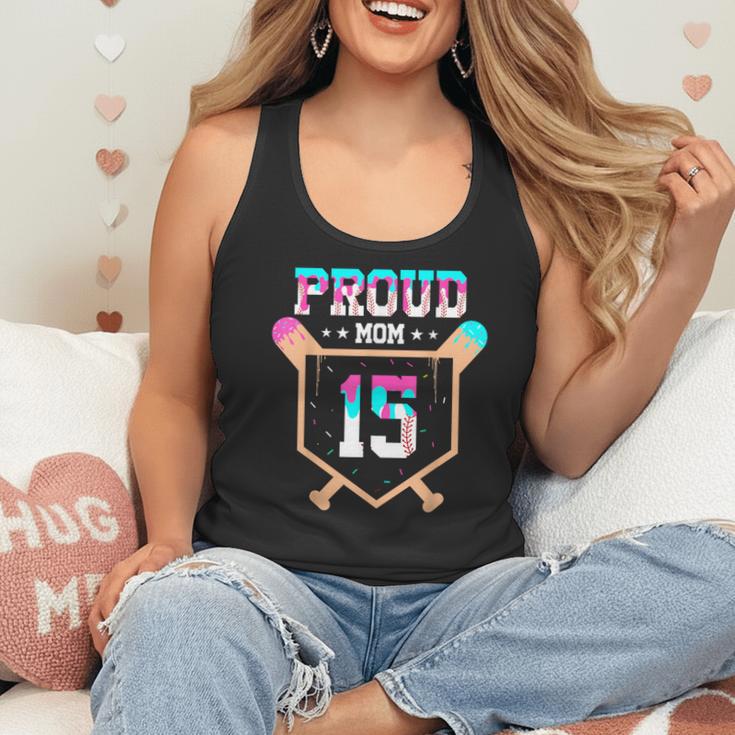 Proud Mom Baseball Player Number 15 Ice Cream Drip Flowy Tank
