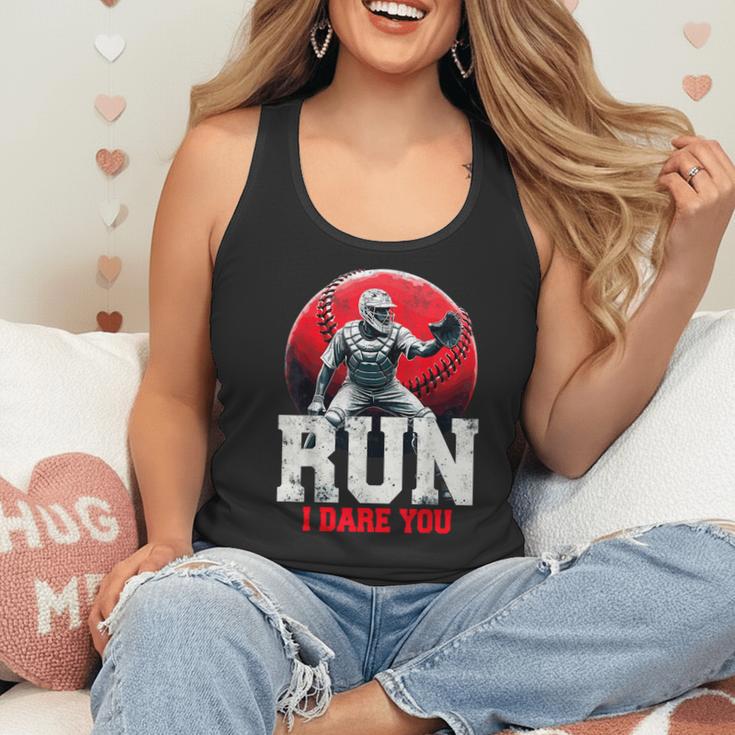 Run I Dare You Baseball Ball Player Catcher Coach Tee Flowy Tank Run I Dare You Baseball Ball Player Catcher Coach Tee Flowy Tank