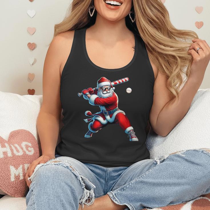 Santa Playing Baseball Men Boys Christmas Baseball Player Flowy Tank Santa Playing Baseball Men Boys Christmas Baseball Player Flowy Tank