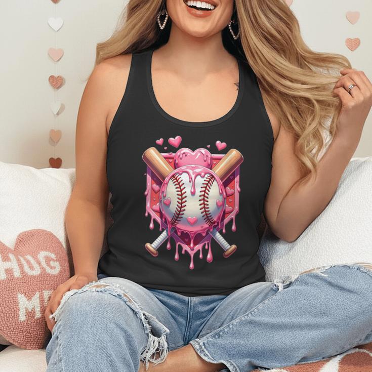 Women's Valentines Day Baseball Boys Ice Cream Drip Heart Youth Kids Flowy Tank