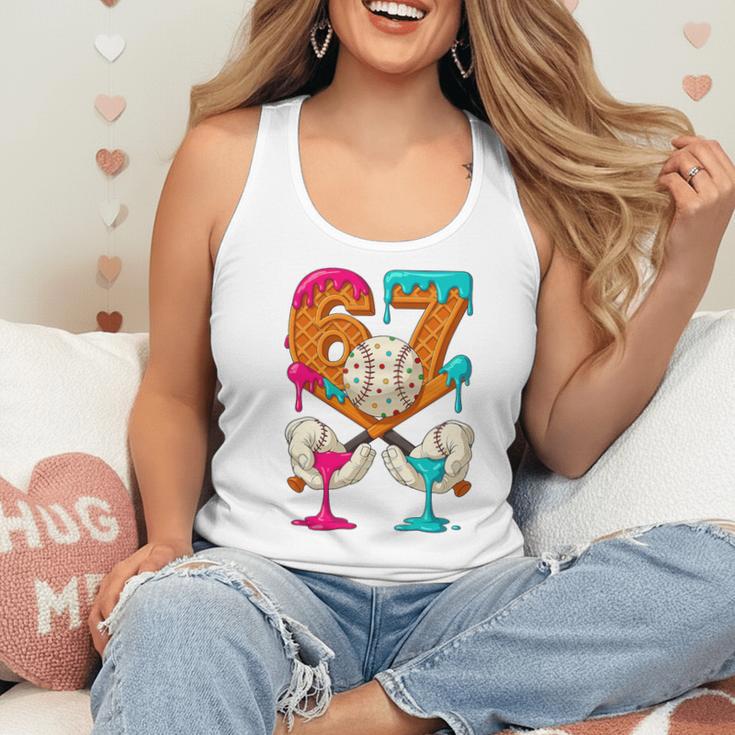 67 Ice Cream Drip Baseball Number 67 Player 67th Birthday Premium Tri-Blend Flowy Tank