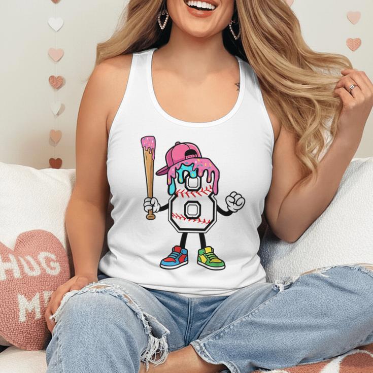 8th Birthday Baseball Ice-Cream Drip 8 Years Old Boys Girls Flowy Tank