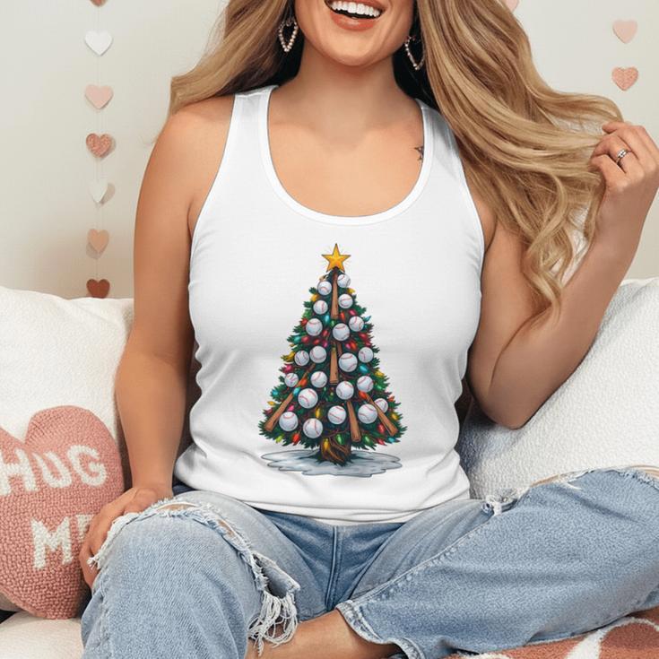 Baseball Christmas Tree Men Boys Youth Santa Sports Flowy Tank