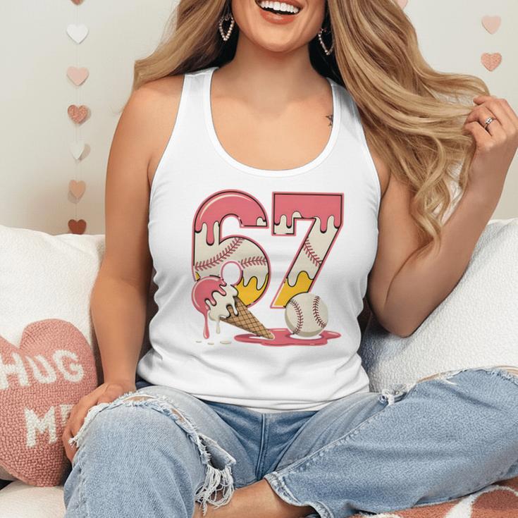 Baseball Drip Number 67 Player Ice Cream Or 67th Birthday Flowy Tank