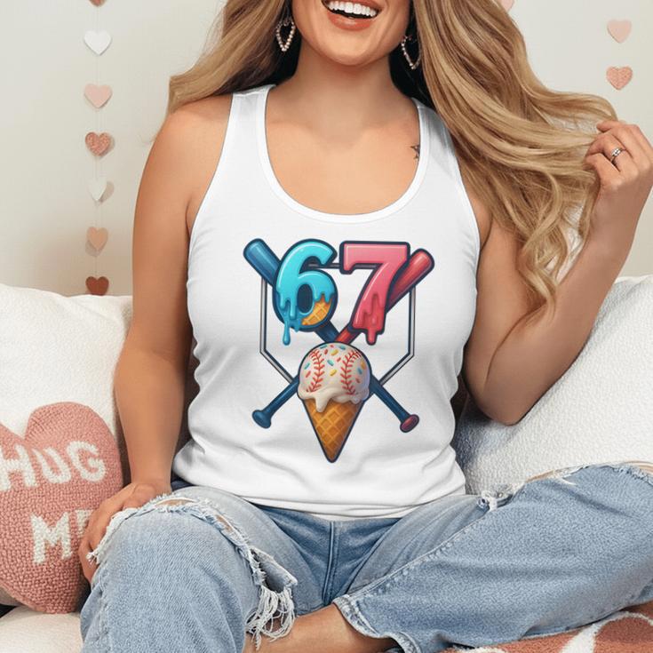 Baseball Ice Cream Drip 67 Six Seven Gen Alpha Slang Meme Flowy Tank