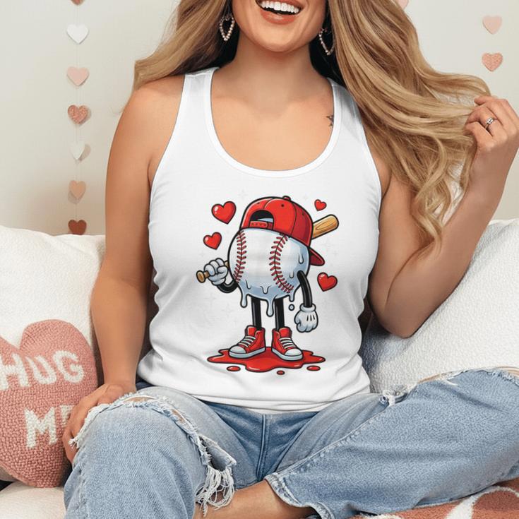 Baseball Ice Cream Drip Valentines Day Sports For Kids Boys Flowy Tank