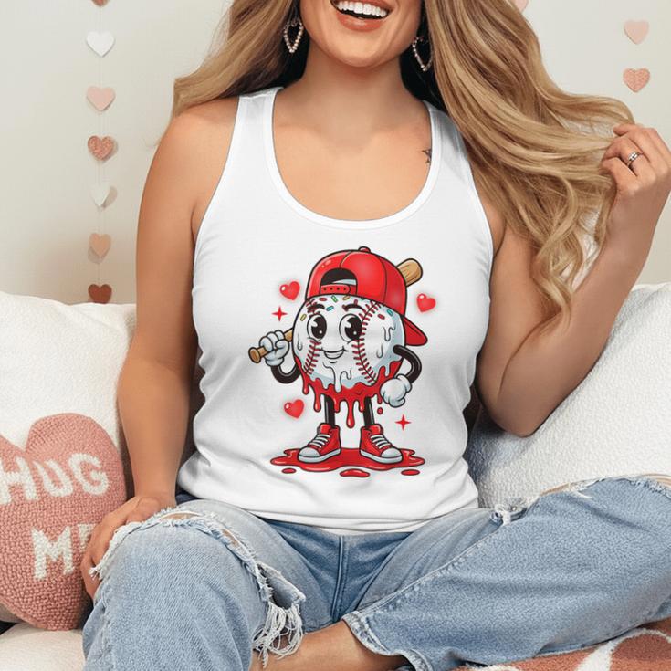 Baseball Ice Cream Valentine Dripping Game Day Men Boys Kids Flowy Tank