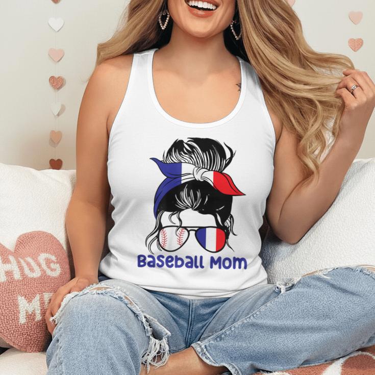 French Baseball Mom France Messy Bun Flowy Tank