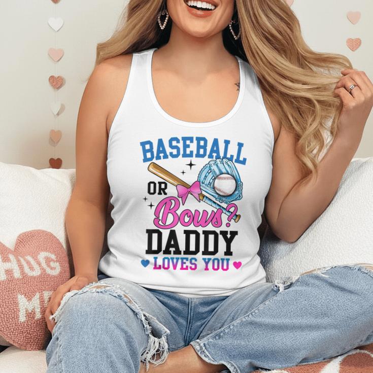 Gender Reveal Baseball Or Bows Daddy Loves You Flowy Tank Gender Reveal Baseball Or Bows Daddy Loves You Flowy Tank