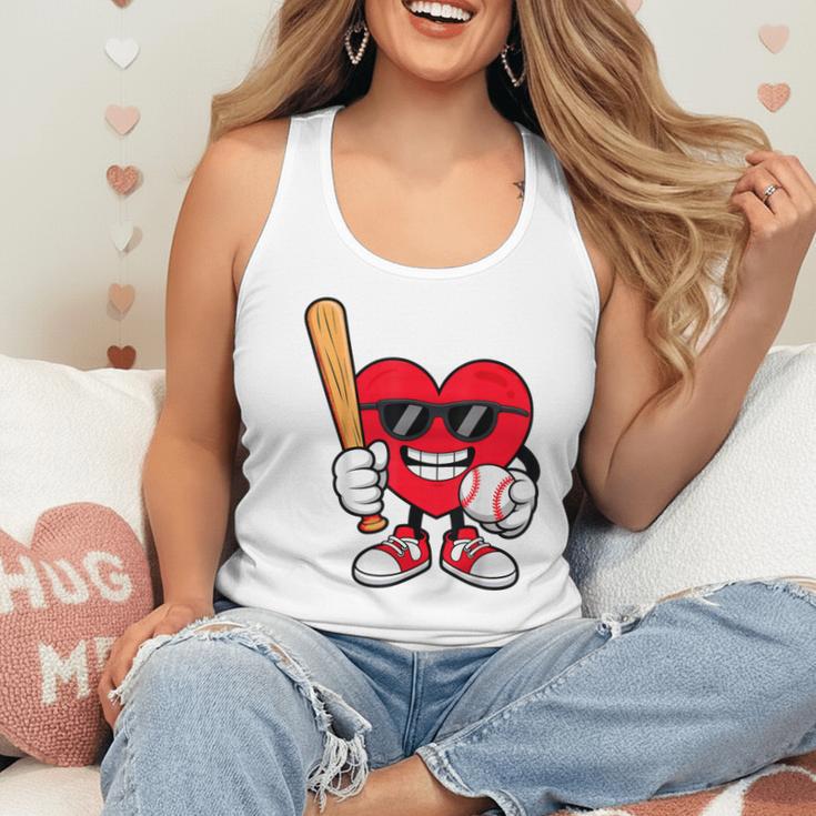 Heart Playing Baseball Valentines Day Flowy Tank Heart Playing Baseball Valentines Day Flowy Tank
