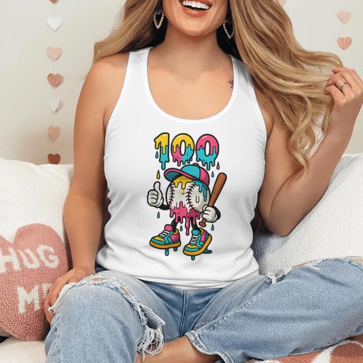 Ice Cream Drip Baseball Party 100 Days Of School Teacher Flowy Tank Ice Cream Drip Baseball Party 100 Days Of School Teacher Flowy Tank