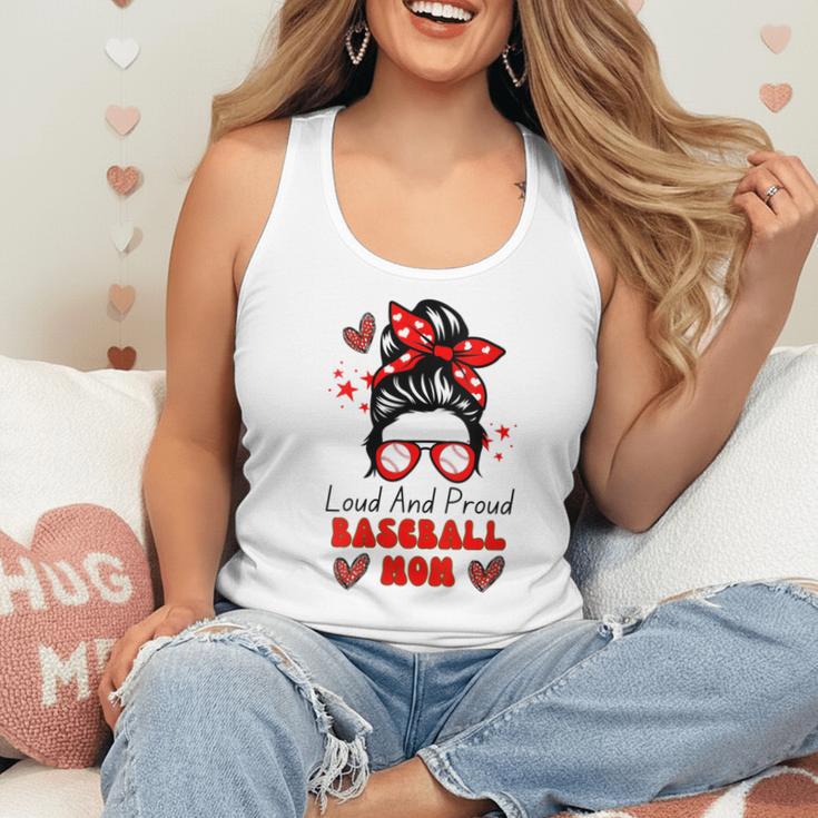 Loud And Proud Baseball Mom Messy Bun Leopard Mother Day Flowy Tank