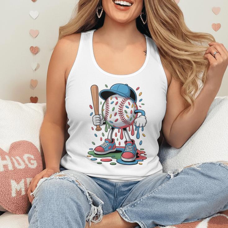 Melting Slime Sprinkle Baseball Mascot With Bat Flowy Tank Melting Slime Sprinkle Baseball Mascot With Bat Flowy Tank