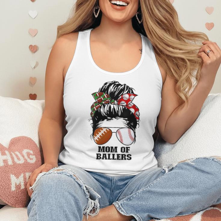 Mom Of Ballers Messy Bun Football Mom Baseball Mom Of Both Flowy Tank