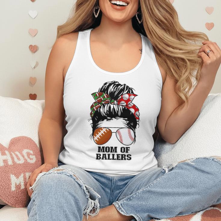 Mom Of Ballers Messy Bun Football Mom Baseball Mom Of Both Premium Tri-Blend Flowy Tank