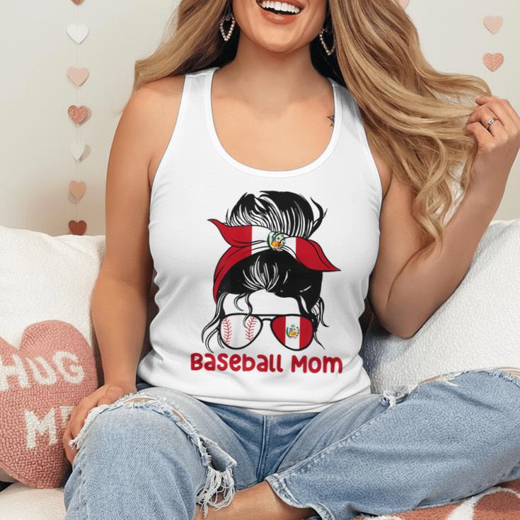 Peru Baseball Mom Messy Bun Flowy Tank Peru Baseball Mom Messy Bun Flowy Tank