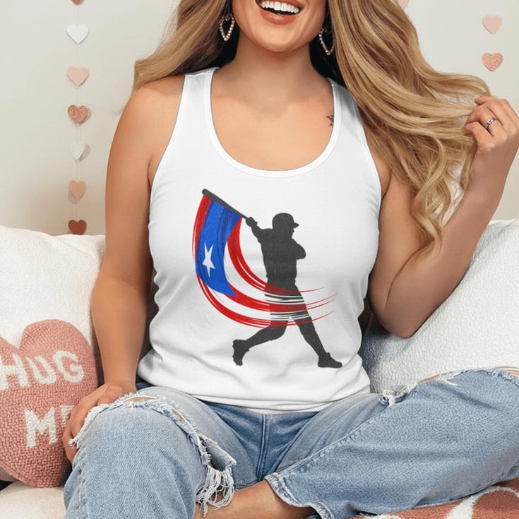 Puerto Rico Baseball Flag Player Boricua Heritage Sports Flowy Tank