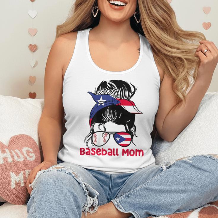 Puerto Rico Baseball Mom Messy Bun Boricua Flowy Tank