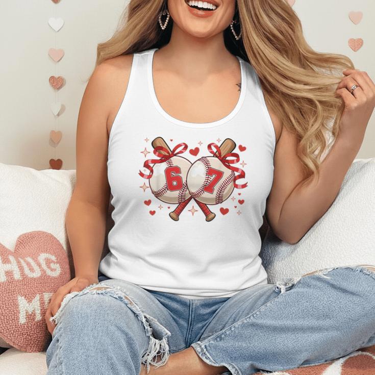 Six Seven 67 Meme Baseball Coquette Bow Valentine Flowy Tank Six Seven 67 Meme Baseball Coquette Bow Valentine Flowy Tank