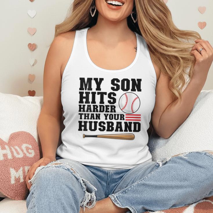 My Son Hits Harder Than Your Husband Baseball Mom Flowy Tank My Son Hits Harder Than Your Husband Baseball Mom Flowy Tank