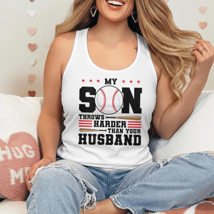 My Son Throws Harder Than Your Husband Baseball Mom Flowy Tank