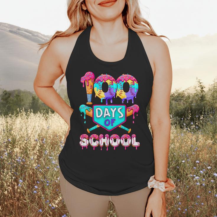 100 Days Of School Baseball Boys Kids Flowy Tank
