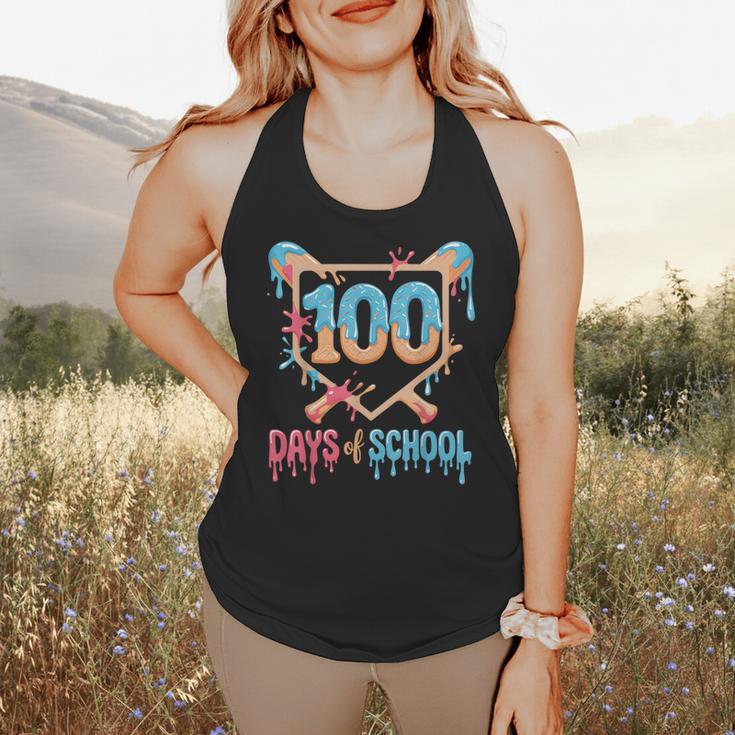 100 Days Of School Baseball Drip 100 Days Of School Flowy Tank